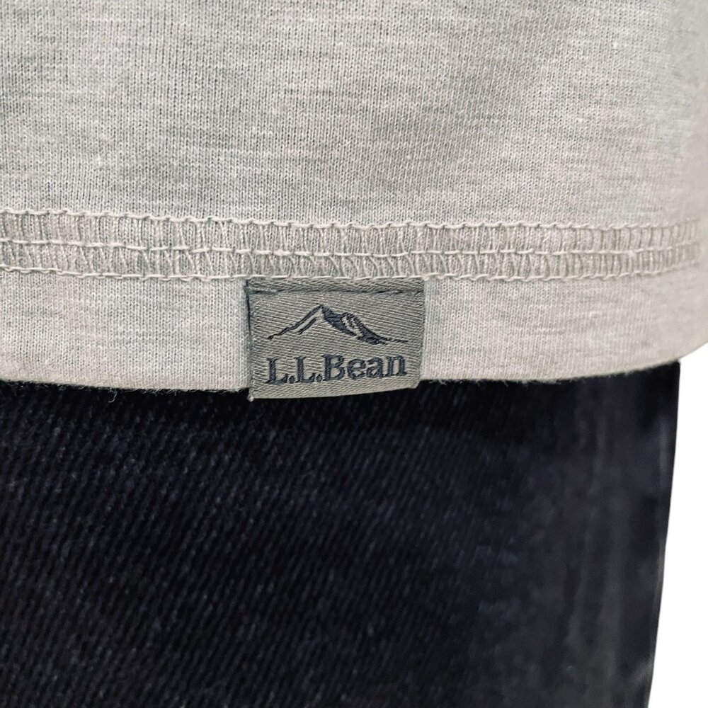 L.L.Bean Mens Long Sleeve Raglan Tee Slightly Fitted L Gray & Navy Cotton Blend - Picture 6 of 8